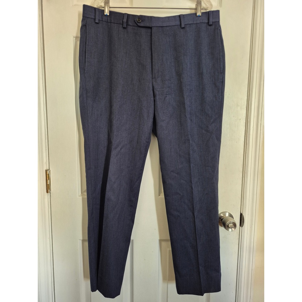 Brooks Brothers Madison Fit Blue Wool Dress Pants Mens 38x30 Flat Front Trousers
